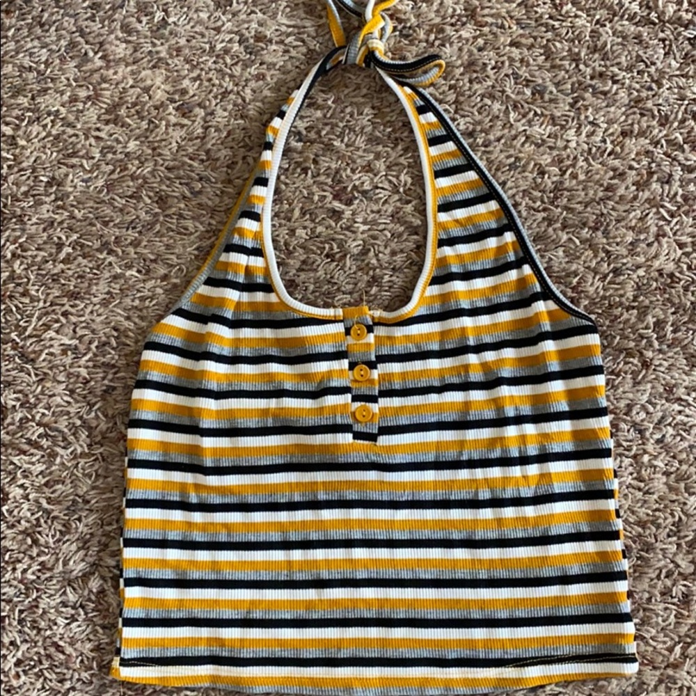 Striped cropped halter top